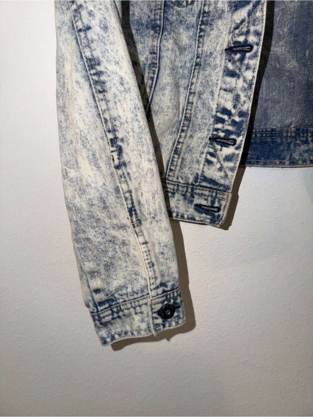 Highway Jeans - Acid Wash Light Blue Cropped Moto Denim Jacket - Women’s Medium - Picture 6 of 8